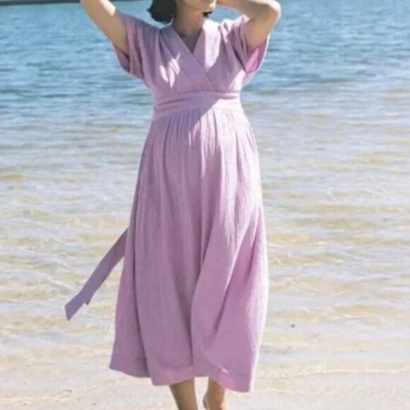 Hatch Size 2 Maternity Carolina Dress Orchid Purple - Picture 2 of 5